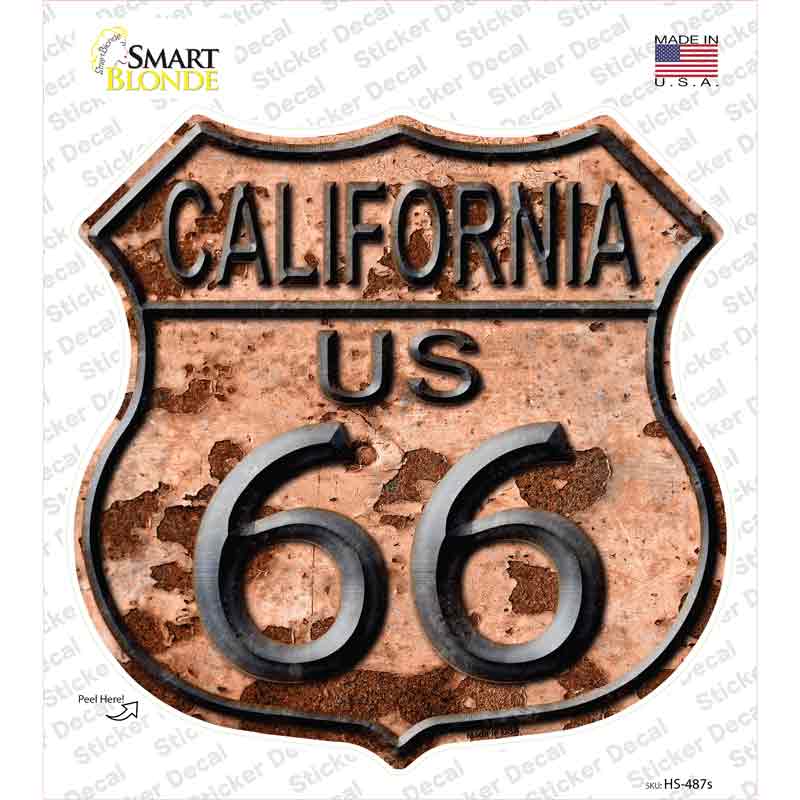 California Route 66 Rusty Novelty Highway Shield Sticker Decal