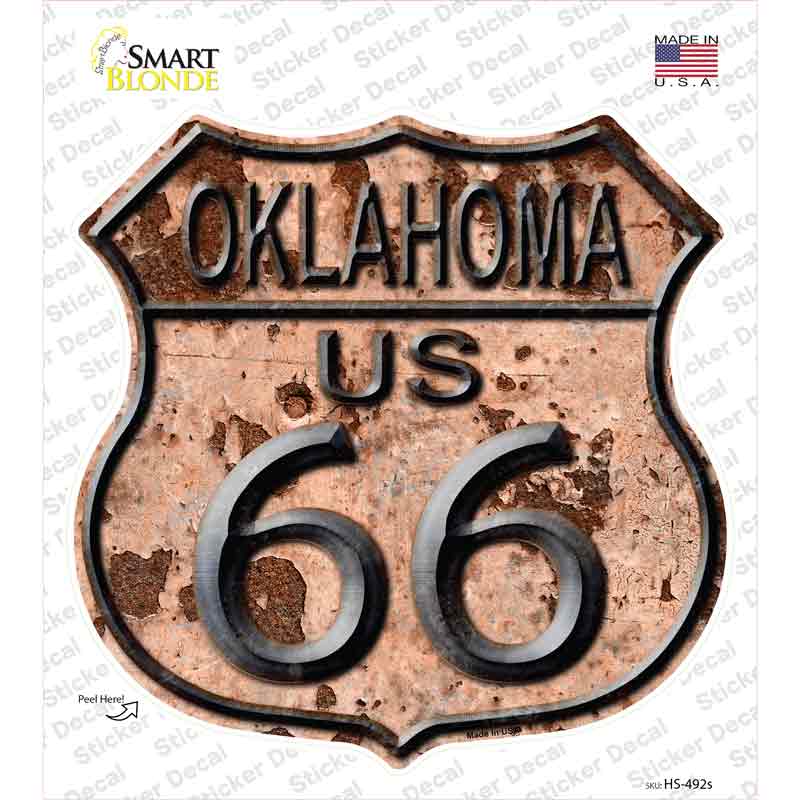 Oklahoma Route 66 Rusty Novelty Highway Shield Sticker Decal