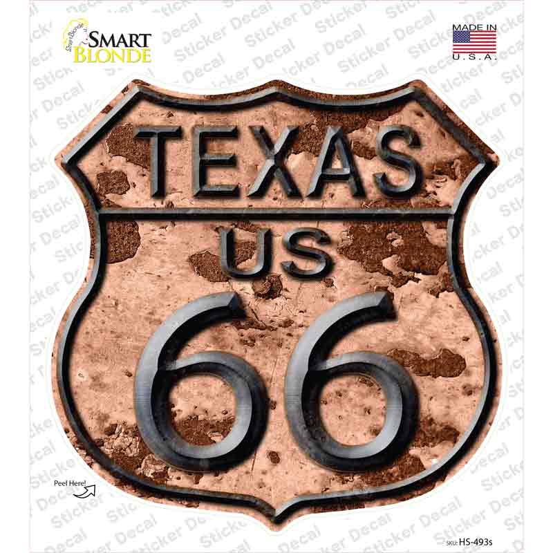 Texas Route 66 Rusty Novelty Highway Shield Sticker Decal
