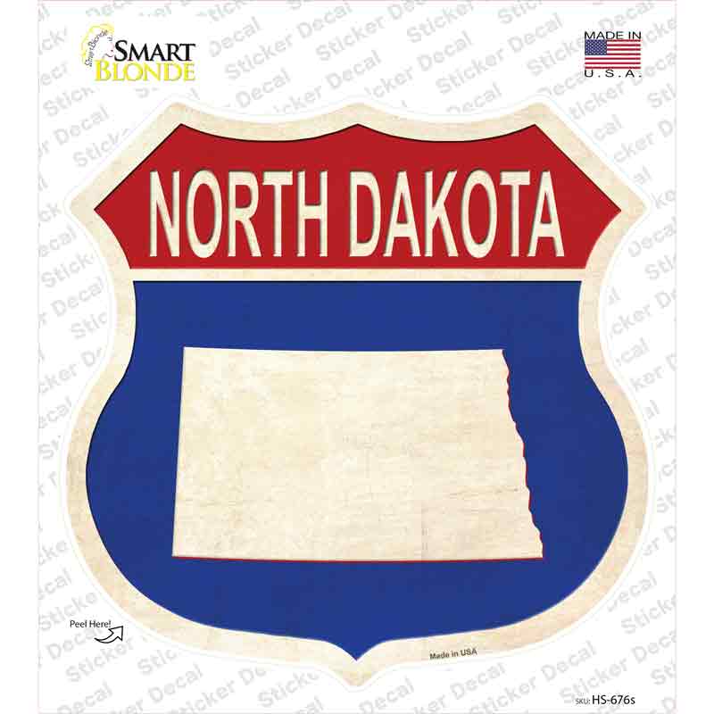 North Dakota Silhouette Novelty Highway Shield Sticker Decal