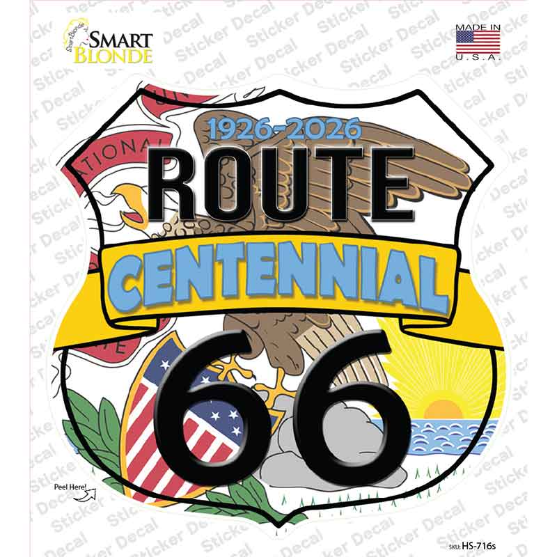 IL Route 66 Centennial Novelty Highway Shield Sticker Decal HS-716s