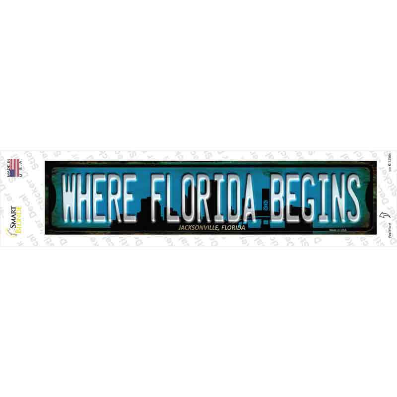 Jacksonville Florida Where Florida Begins Novelty Narrow Sticker Decal