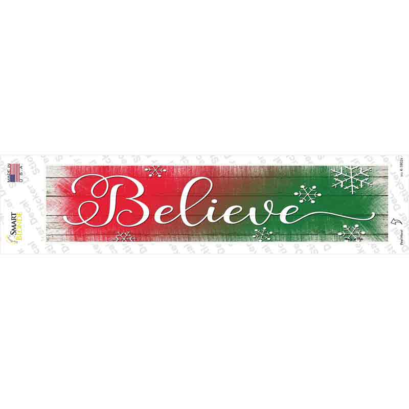 Believe Red and Green Novelty Narrow Sticker Decal