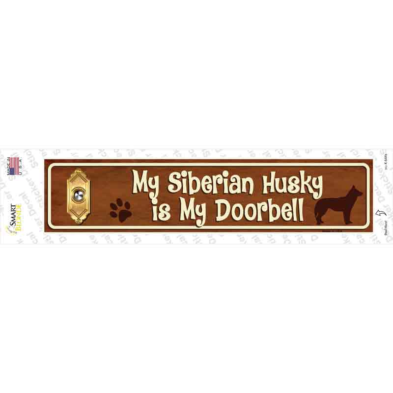 Siberian Husky Is Doorbell Novelty Narrow Sticker Decal