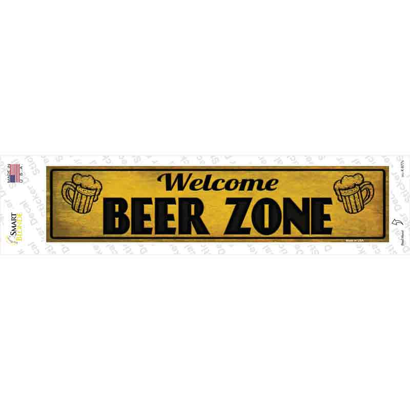 Welcome Beer Zone Novelty Narrow Sticker Decal