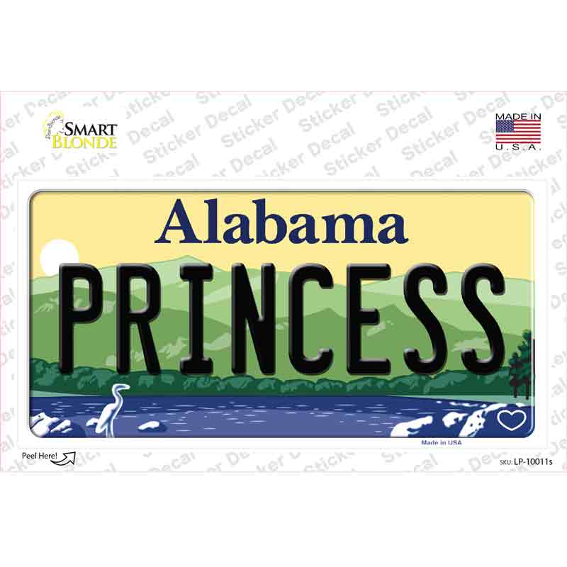 Princess Alabama Novelty Sticker Decal