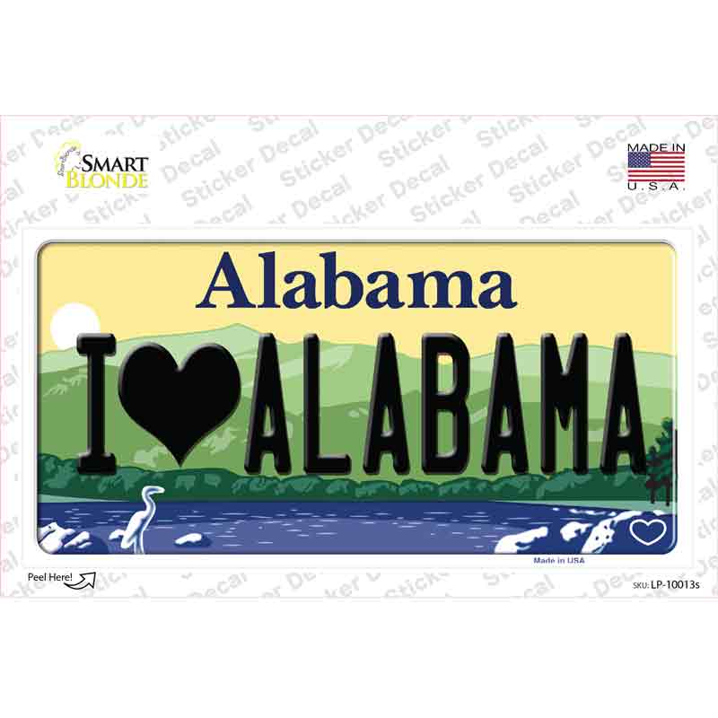I Love Alabama Novelty Sticker Decal