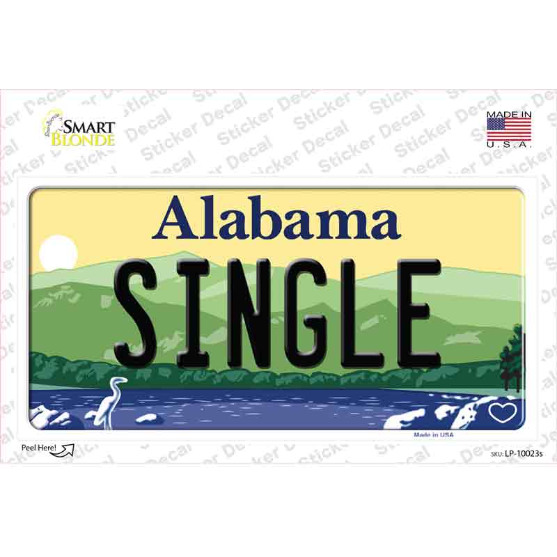 Single Alabama Novelty Sticker Decal