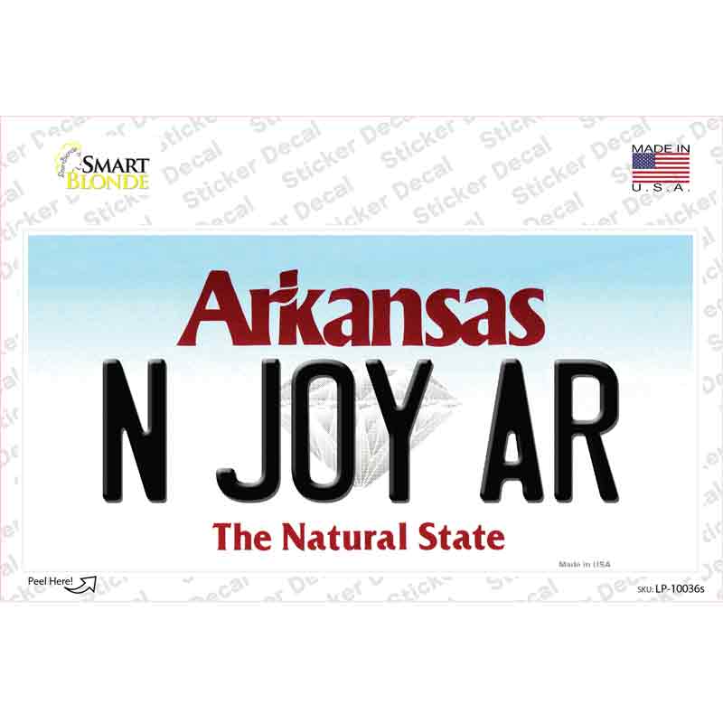 N Joy AR Arkansas Novelty Sticker Decal