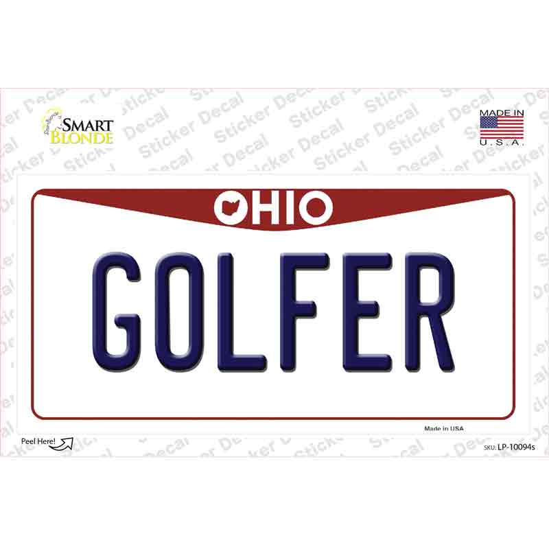 Golfer Ohio Novelty Sticker Decal