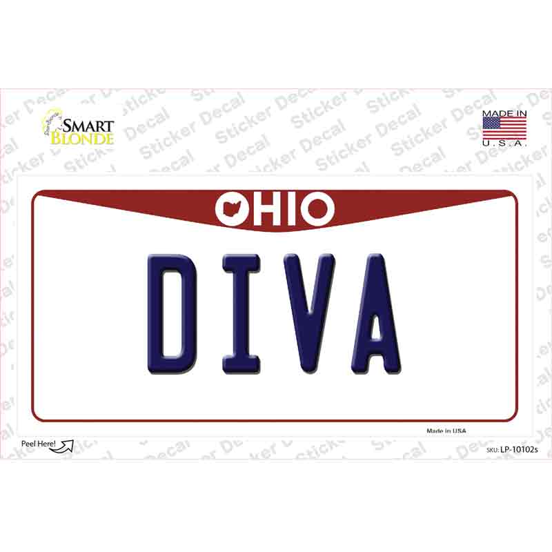 Diva Ohio Novelty Sticker Decal
