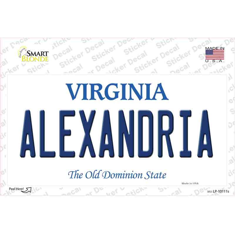 Alexandria Virginia Novelty Sticker Decal