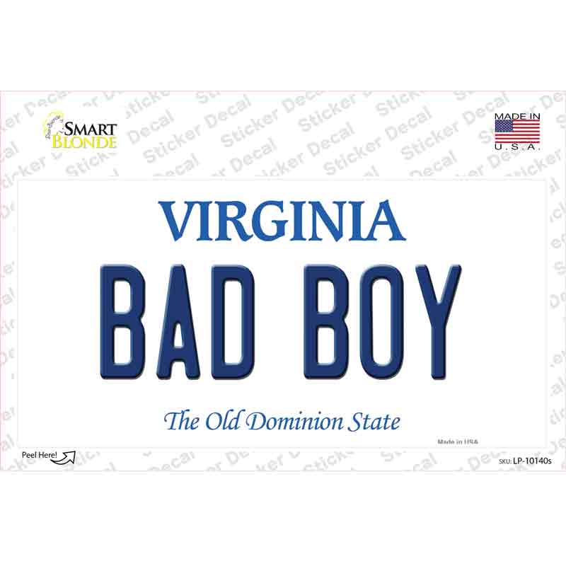 Bad Boy Virginia Novelty Sticker Decal