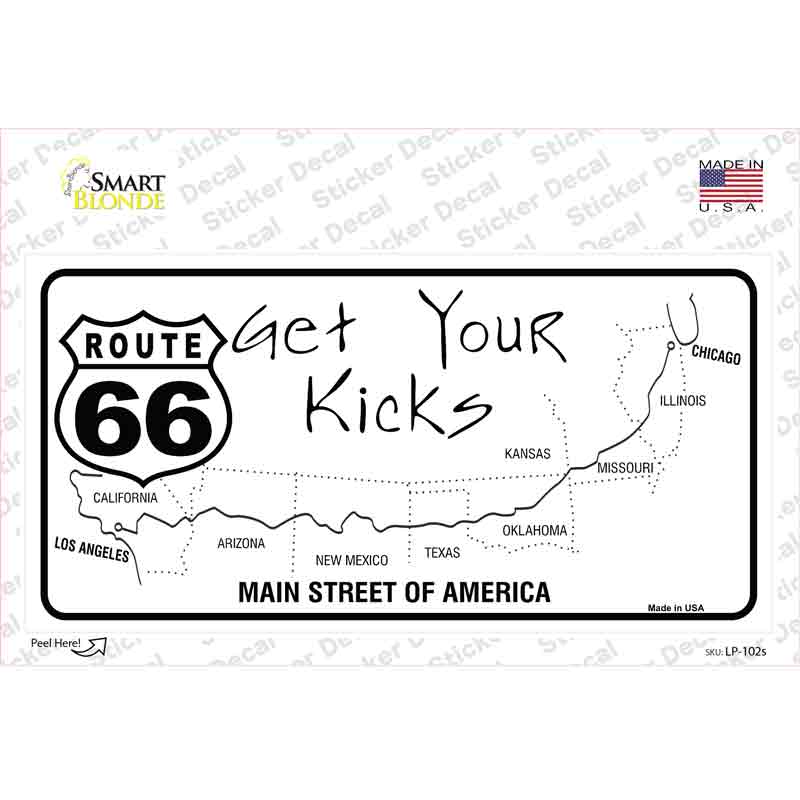 US Route 66 Map Novelty Sticker Decal