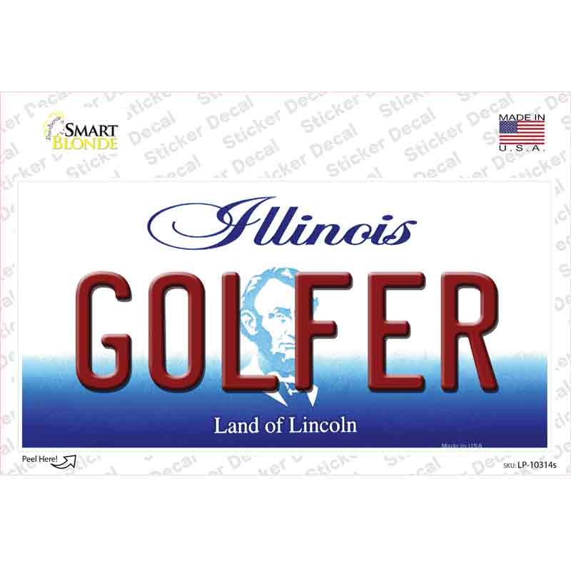 Golfer Illinois Novelty Sticker Decal
