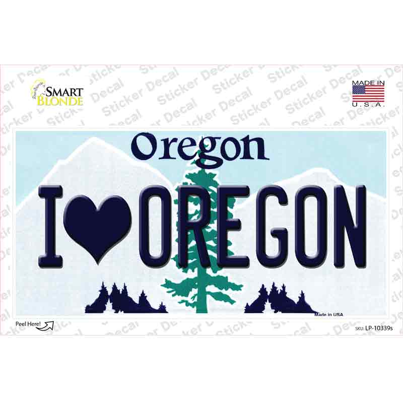 I Love Oregon Novelty Sticker Decal