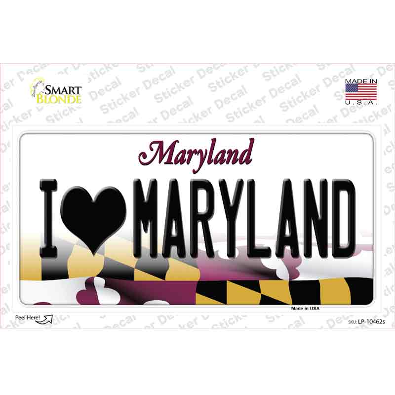 I Love Maryland Novelty Sticker Decal