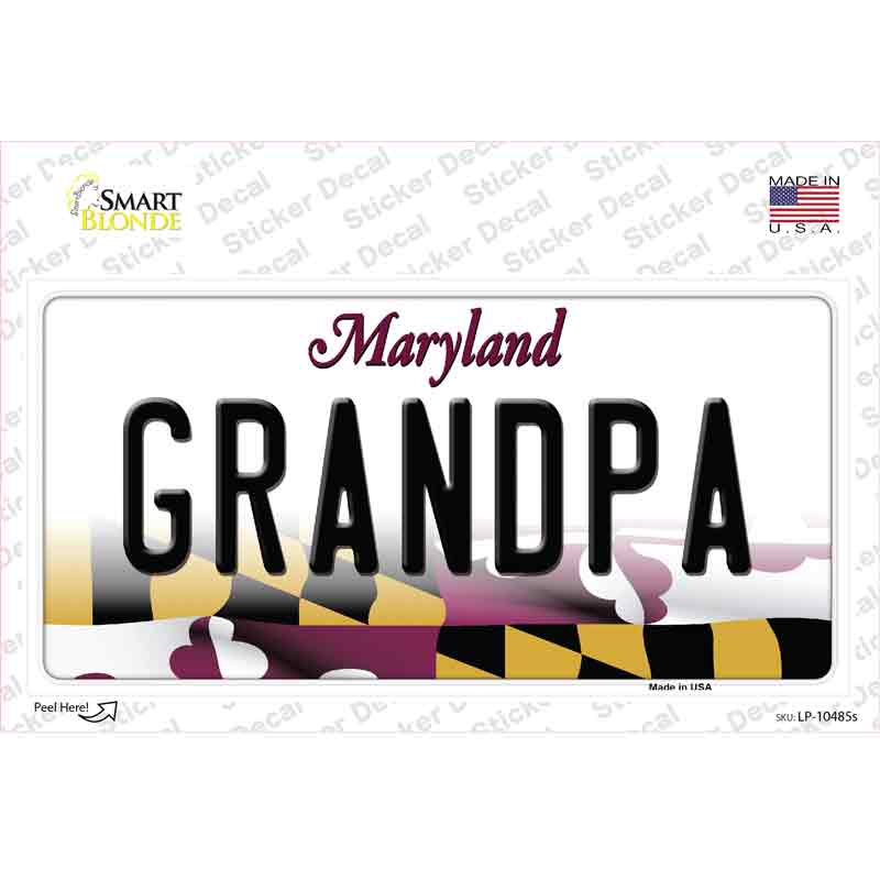 Grandpa Maryland Novelty Sticker Decal