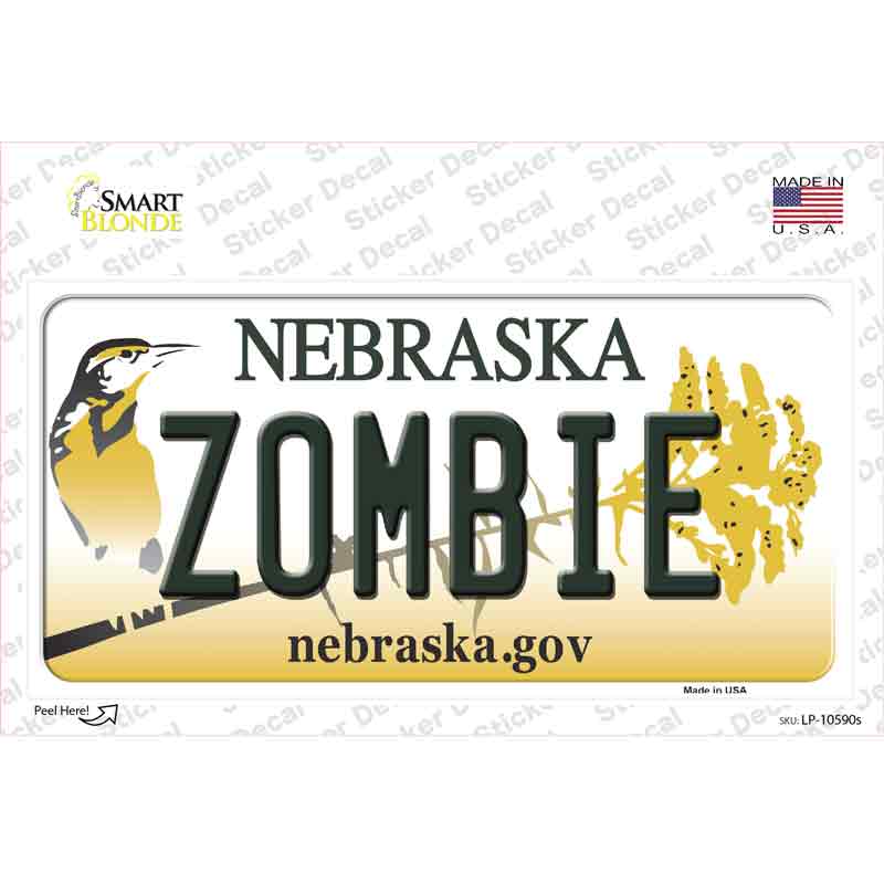 Zombie Nebraska Novelty Sticker Decal