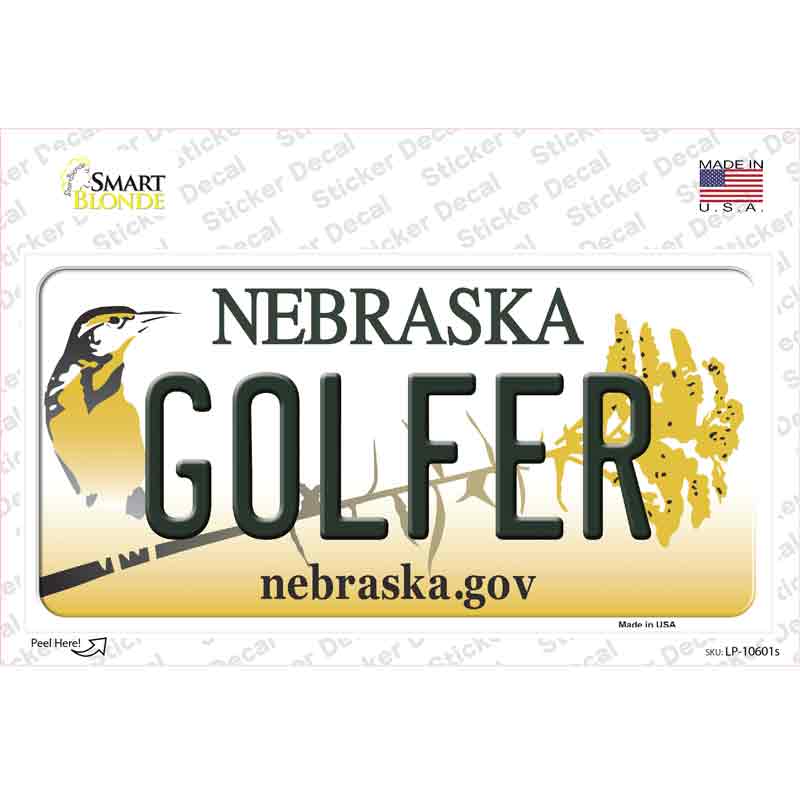 Golfer Nebraska Novelty Sticker Decal