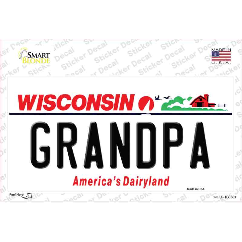Grandpa Wisconsin Novelty Sticker Decal