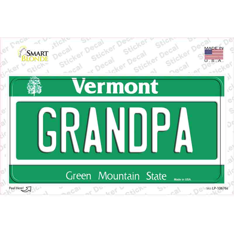 Grandpa Vermont Novelty Sticker Decal