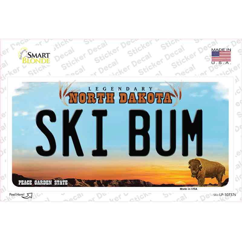 Ski Bum North Dakota Novelty Sticker Decal