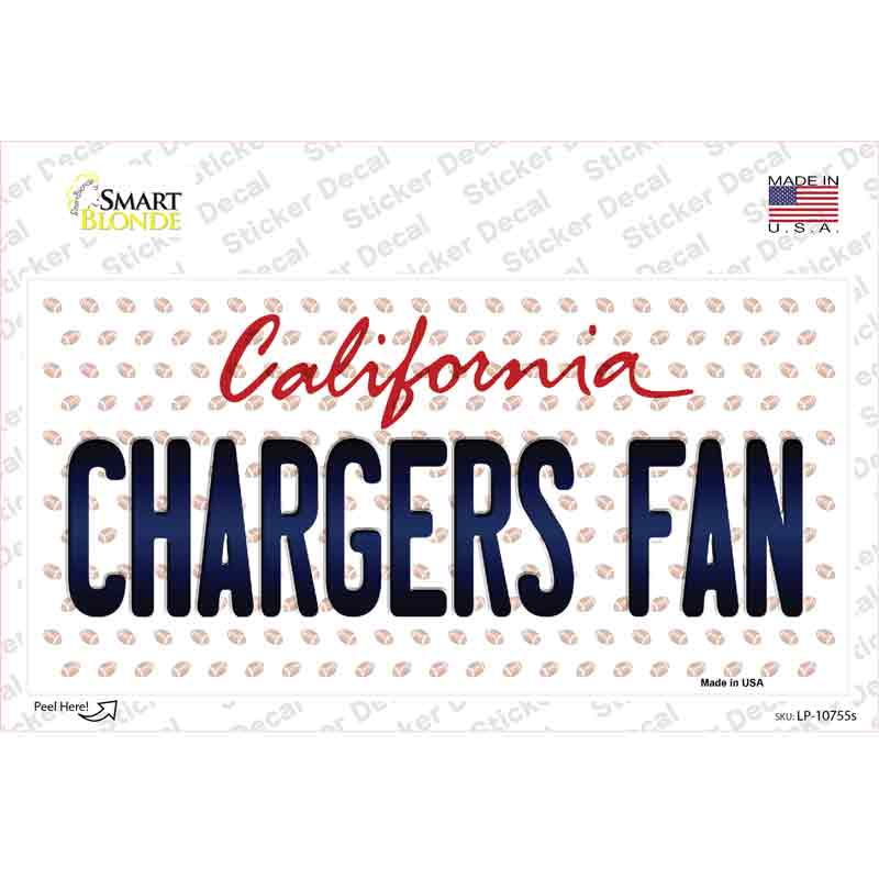 Chargers Fan California Novelty Sticker Decal