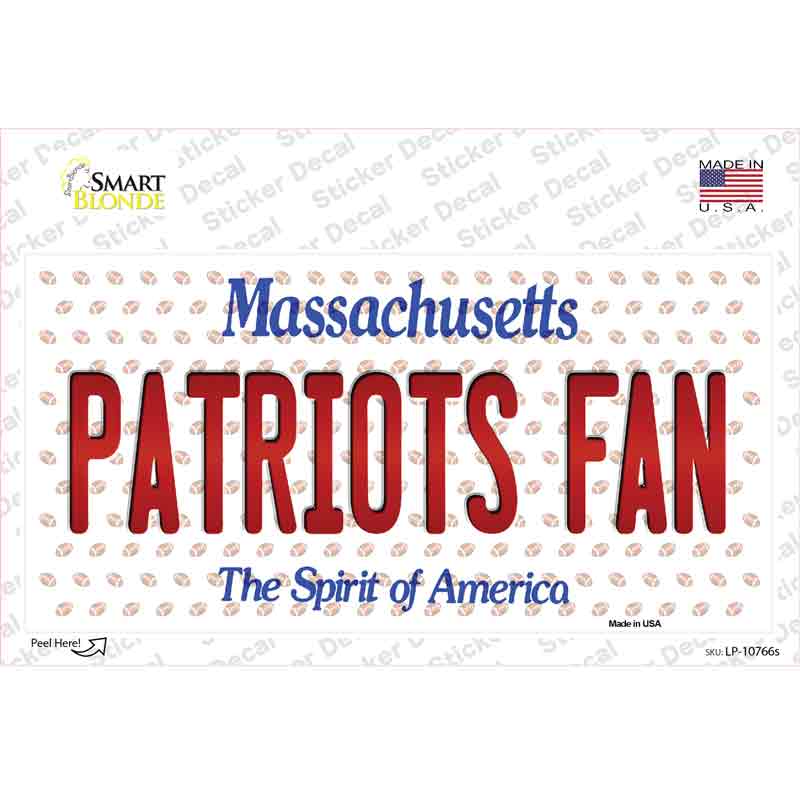 Patriots Fan Massachusetts Novelty Sticker Decal