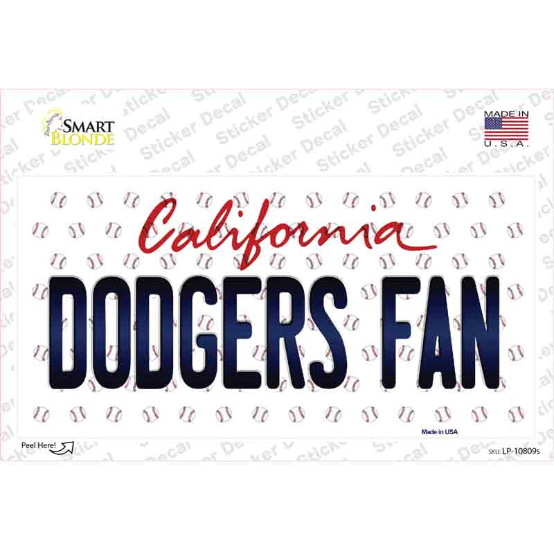 Dodgers Fan California Novelty Sticker Decal