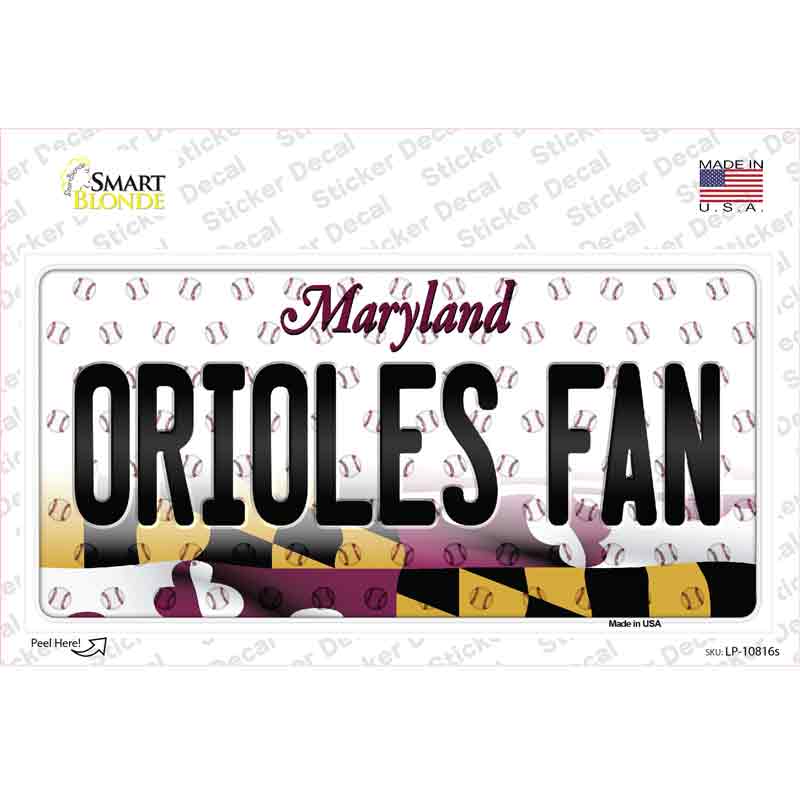 Orioles Fan Maryland Novelty Sticker Decal