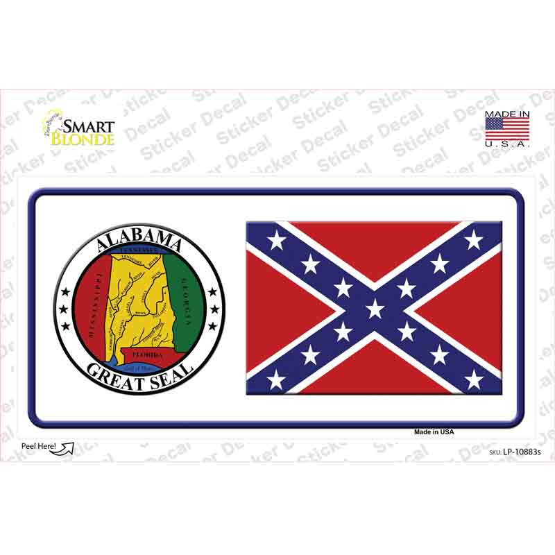 Confederate Flag Alabama Seal Novelty Sticker Decal