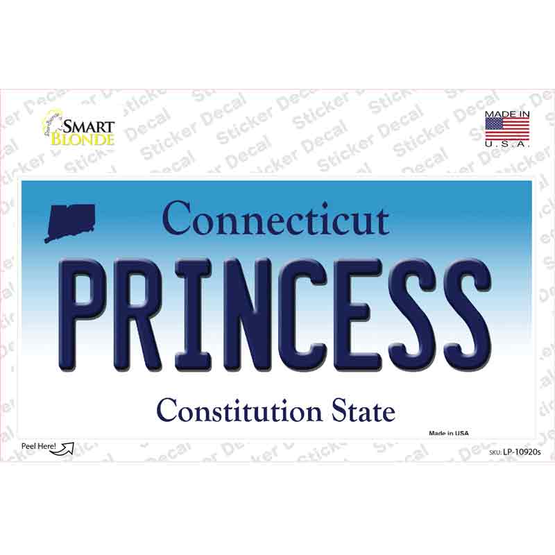 Princess Connecticut Novelty Sticker Decal