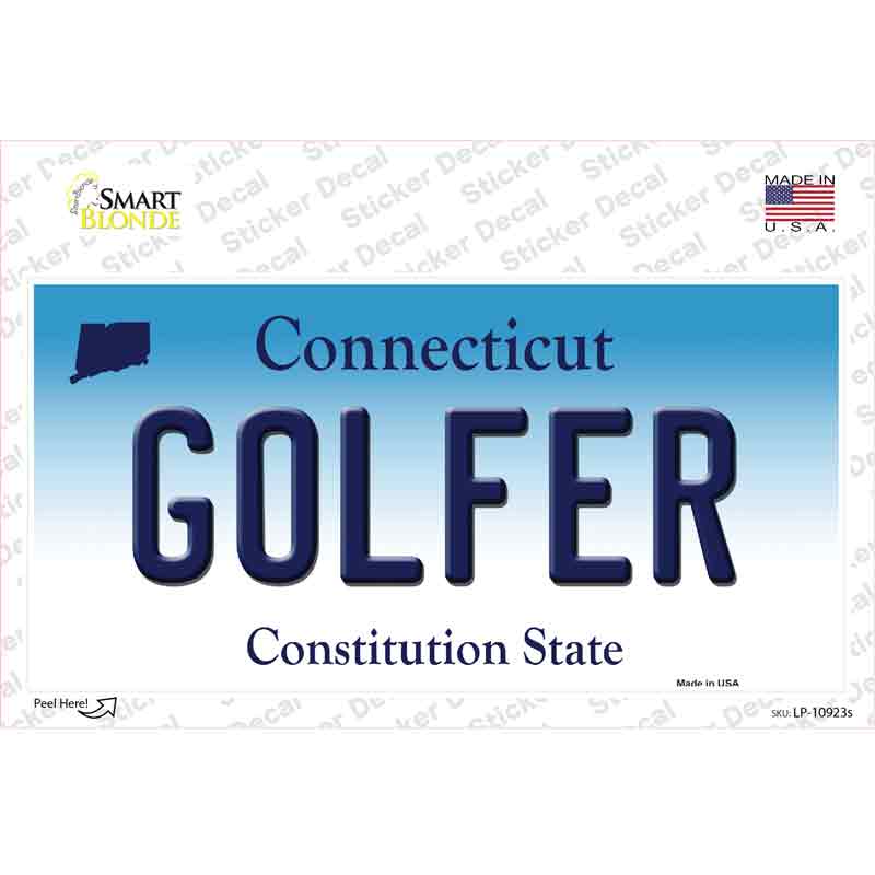 Golfer Connecticut Novelty Sticker Decal