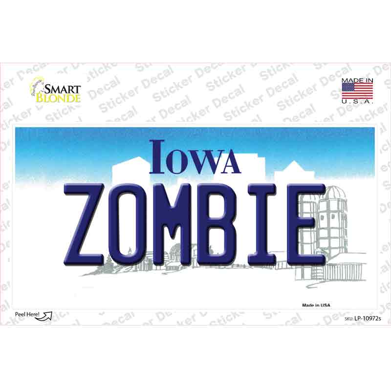 Zombie Iowa Novelty Sticker Decal