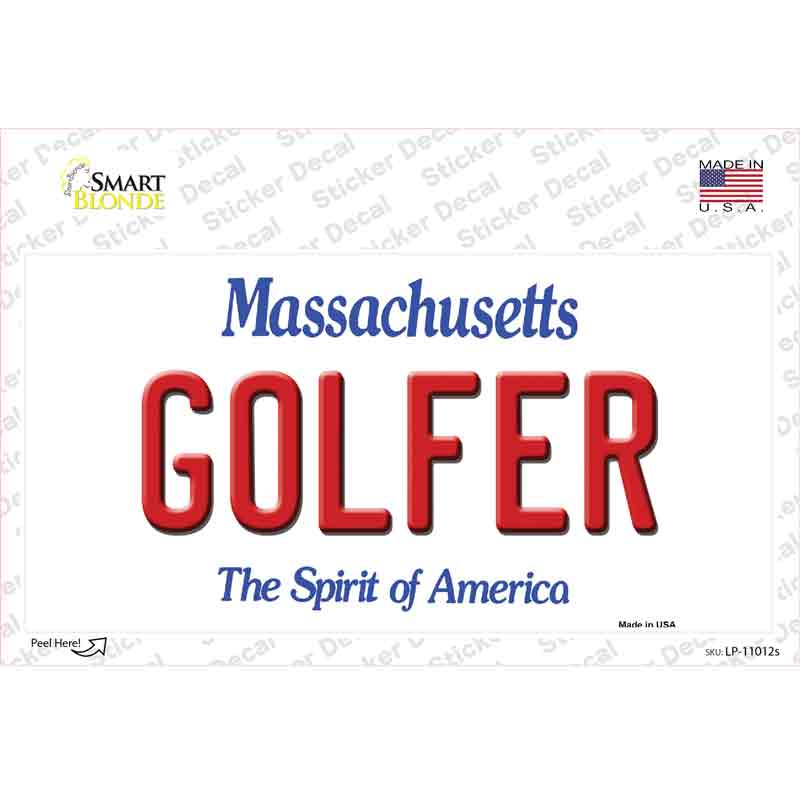 Golfer Massachusetts Novelty Sticker Decal