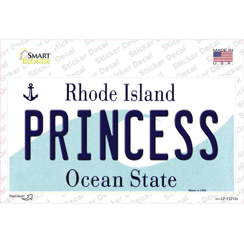 Princess Rhode Island State Novelty Sticker Decal