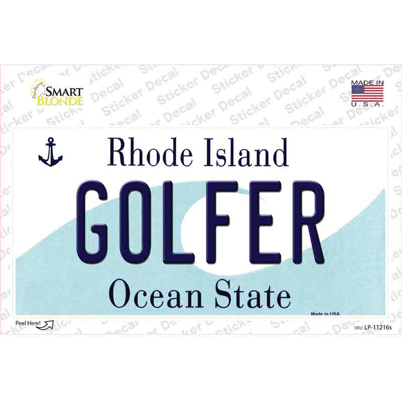 Golfer Rhode Island State Novelty Sticker Decal