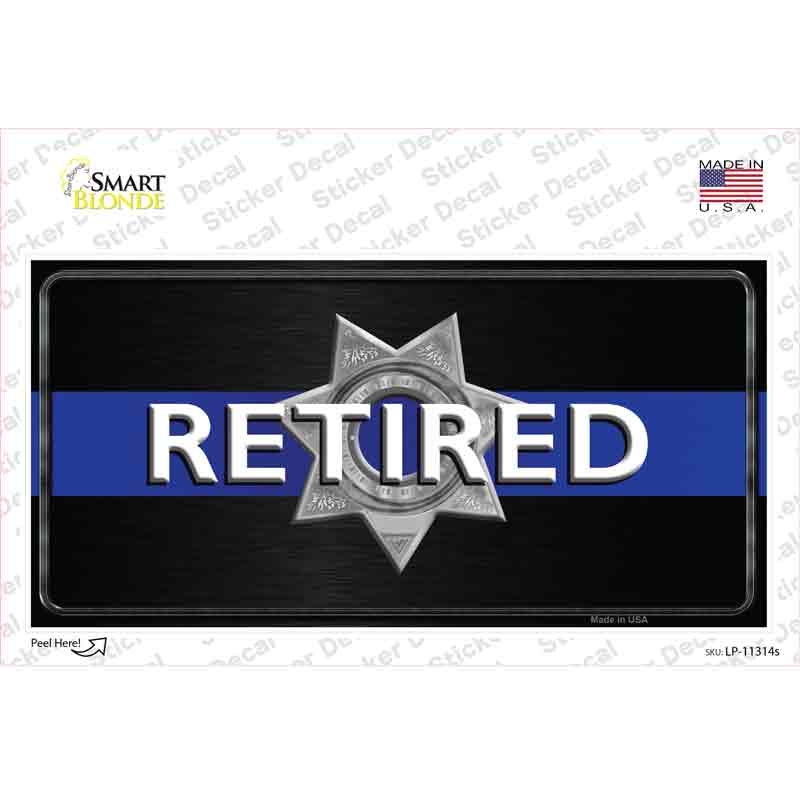 Thin Blue Line Retired Police Novelty Sticker Decal