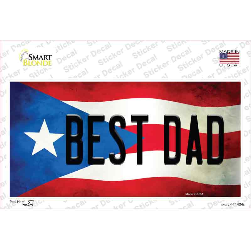 Best Dad Puerto Rico Flag Novelty Sticker Decal