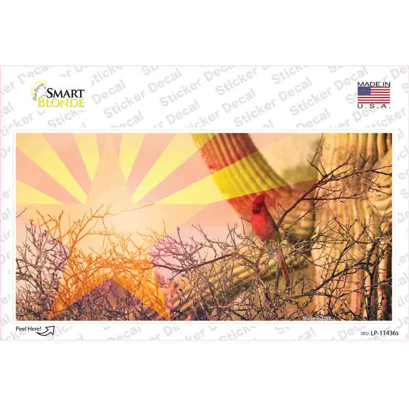 Arizona State Flag Overlay On Cardinal Novelty Sticker Decal