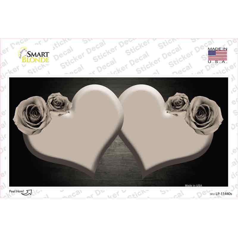 Hearts Over Roses In Tan Novelty Sticker Decal