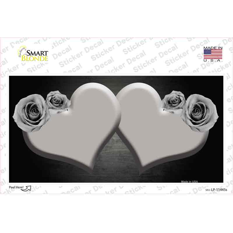 Hearts Over Roses In Gray Novelty Sticker Decal