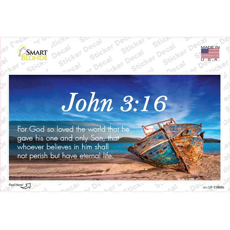 John 3 16 Beach Novelty Sticker Decal