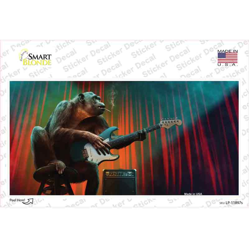 Monkey with Guitar Novelty Sticker Decal