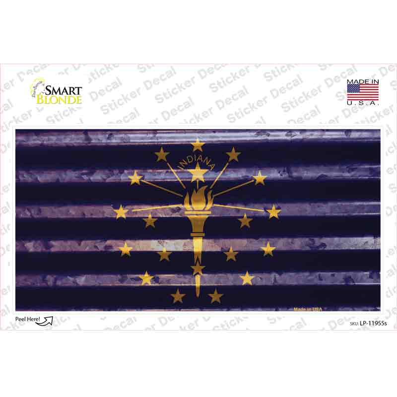 Indiana Corrugated Flag Novelty Sticker Decal