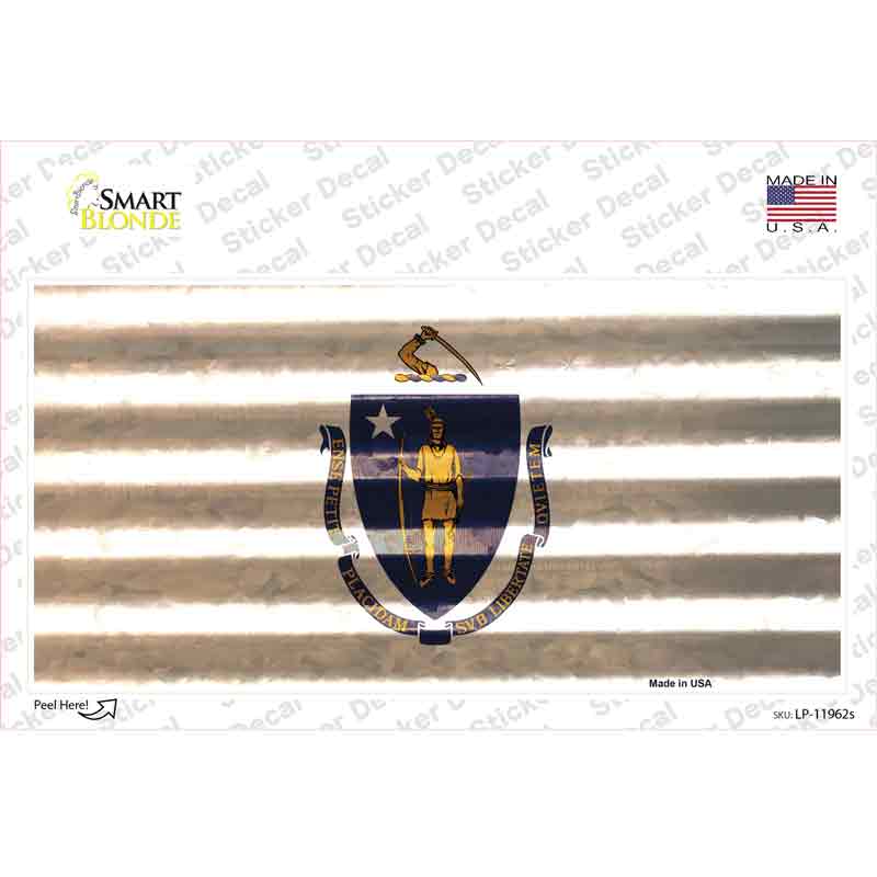 Massachusetts Corrugated Flag Novelty Sticker Decal