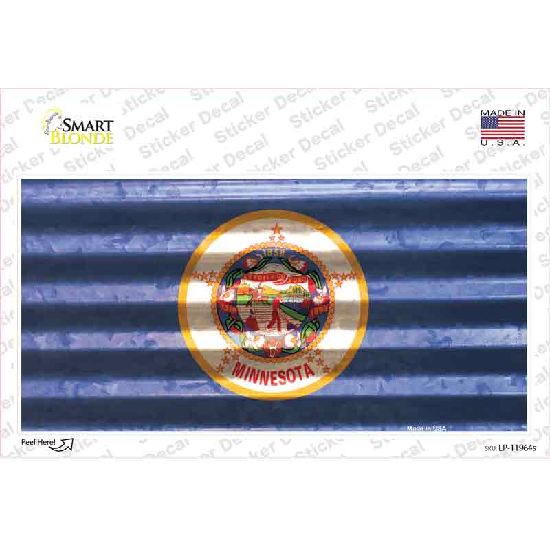 Minnesota Corrugated Flag Novelty Sticker Decal