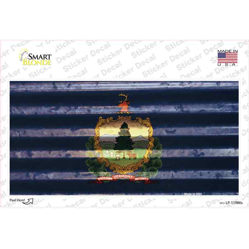 Vermont Corrugated Flag Novelty Sticker Decal