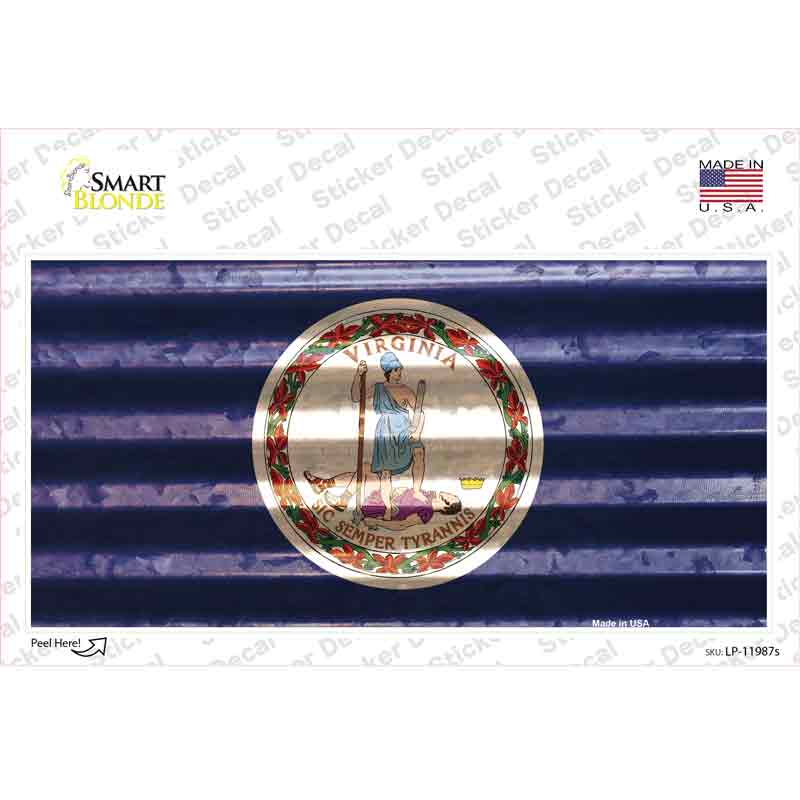 Virginia Corrugated Flag Novelty Sticker Decal